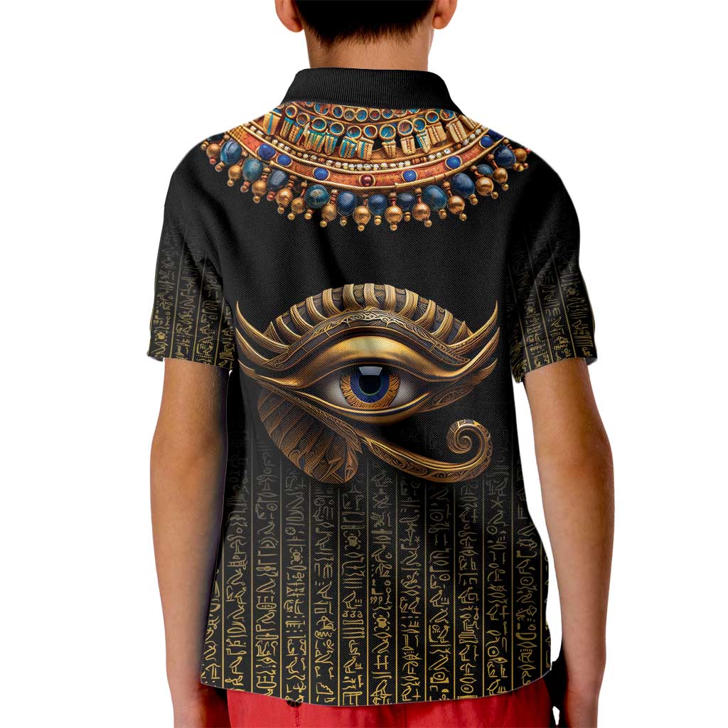 Egypt Eyes Of Horus Kid Polo Shirt with Egyptian Hieroglyphs - Wonder Print Shop