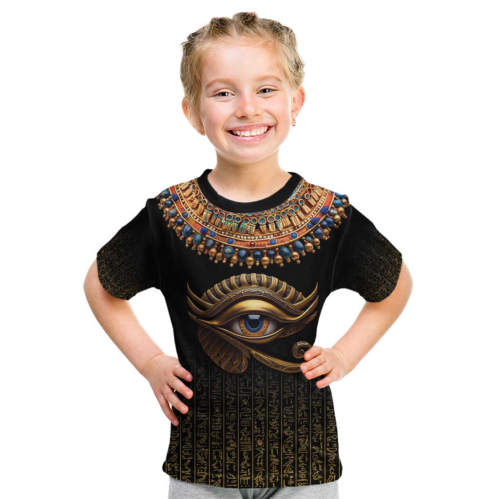 Egypt Eyes Of Horus Kid T Shirt with Egyptian Hieroglyphs - Wonder Print Shop