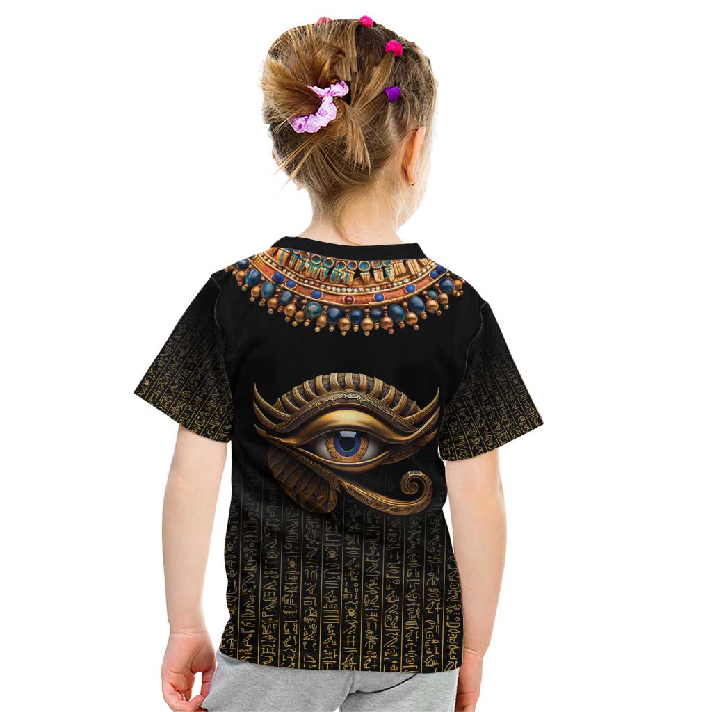 Egypt Eyes Of Horus Kid T Shirt with Egyptian Hieroglyphs - Wonder Print Shop
