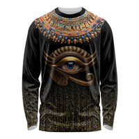 Egypt Eyes Of Horus Long Sleeve Shirt with Egyptian Hieroglyphs - Wonder Print Shop