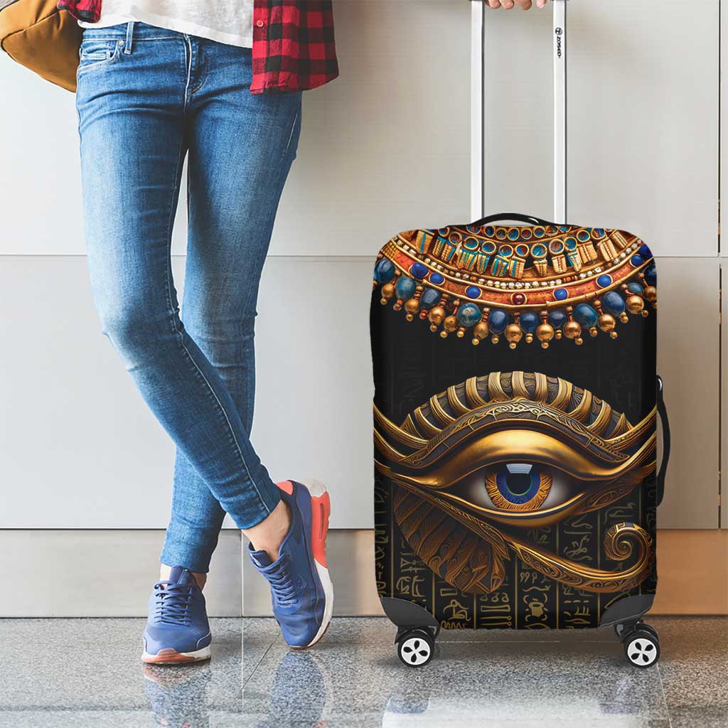 Egypt Eyes Of Horus Luggage Cover with Egyptian Hieroglyphs - Wonder Print Shop