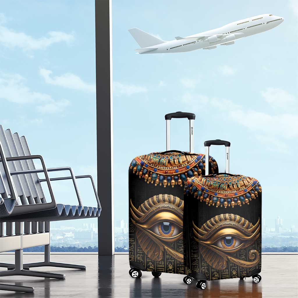 Egypt Eyes Of Horus Luggage Cover with Egyptian Hieroglyphs - Wonder Print Shop