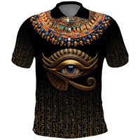 Egypt Eyes Of Horus Polo Shirt with Egyptian Hieroglyphs - Wonder Print Shop