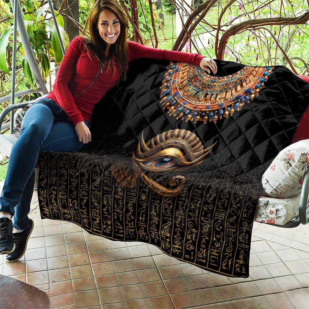 Egypt Eyes Of Horus Quilt with Egyptian Hieroglyphs - Wonder Print Shop