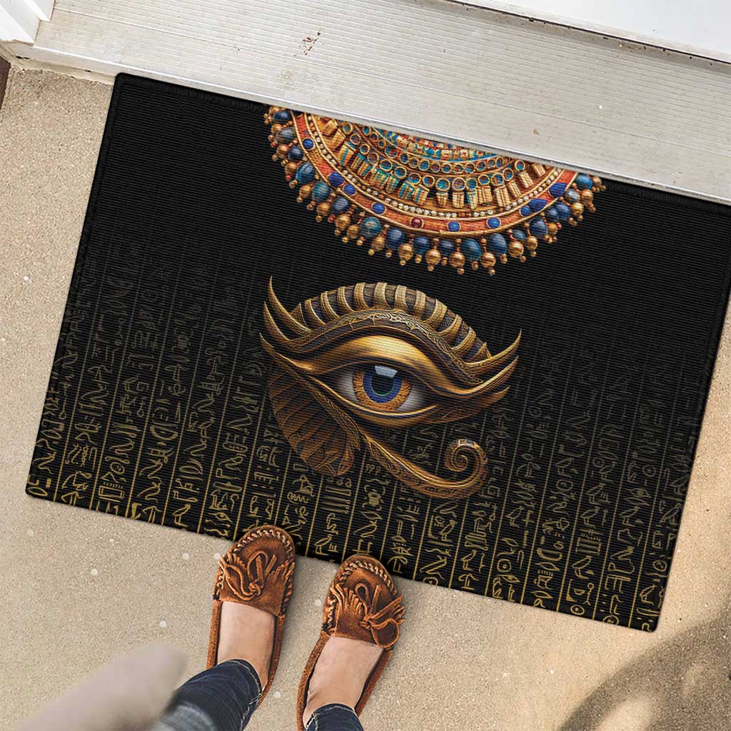 Egypt Eyes Of Horus Rubber Doormat with Egyptian Hieroglyphs - Wonder Print Shop