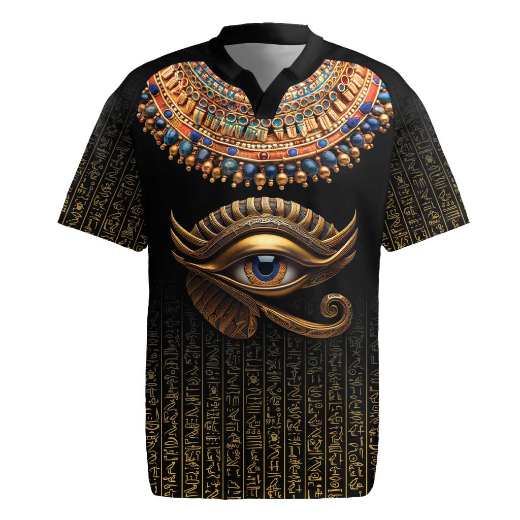 Egypt Eyes Of Horus Rugby Jersey with Egyptian Hieroglyphs - Wonder Print Shop