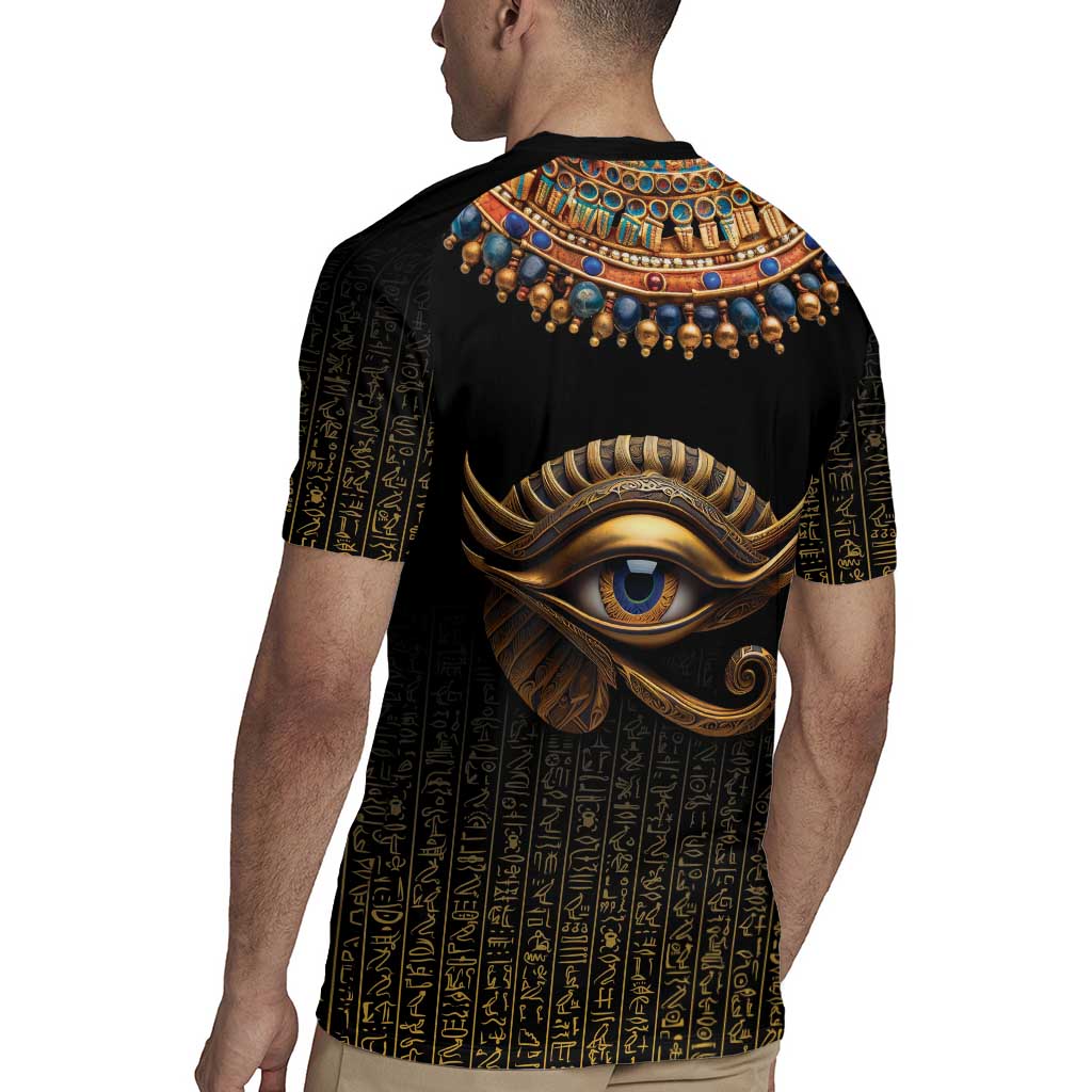 Egypt Eyes Of Horus Rugby Jersey with Egyptian Hieroglyphs - Wonder Print Shop