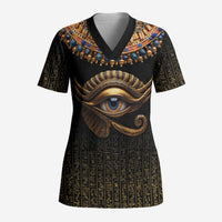 Egypt Eyes Of Horus Scrub Top with Egyptian Hieroglyphs