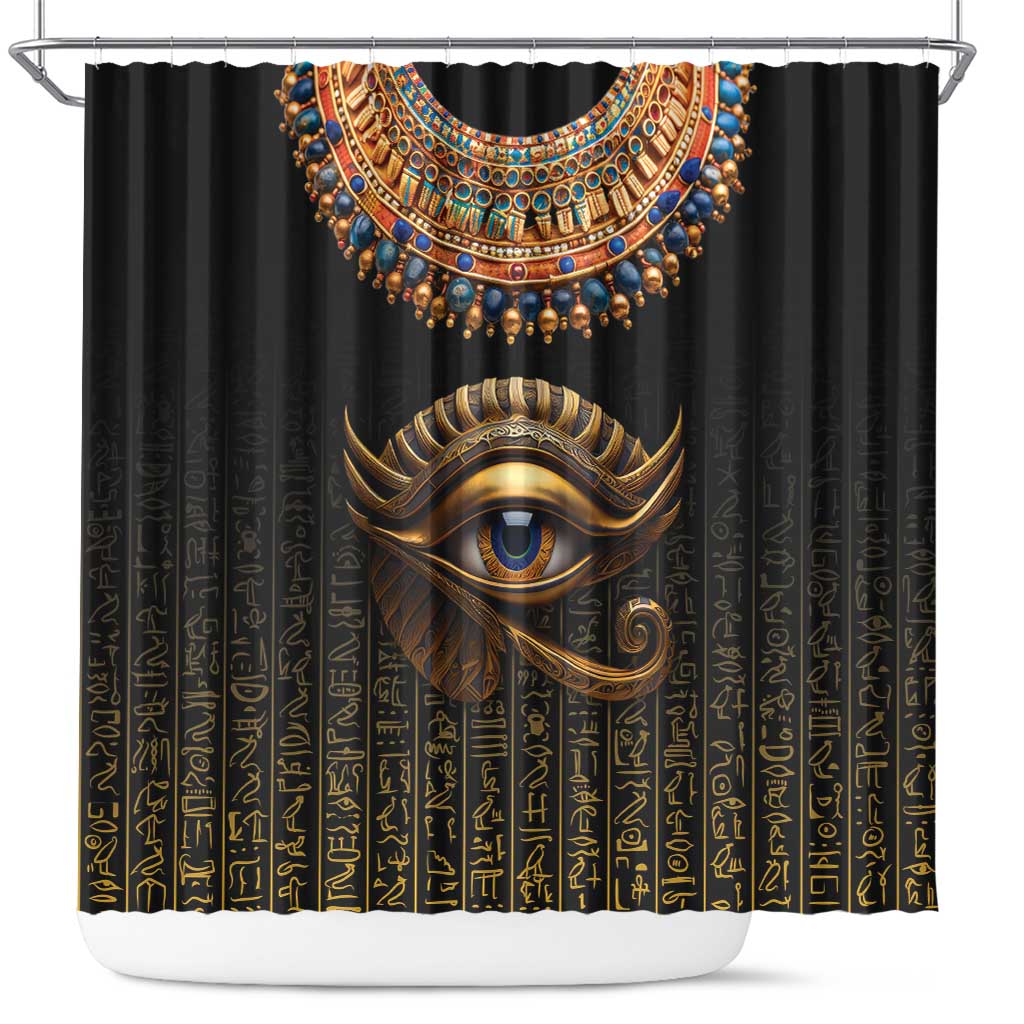 Egypt Eyes Of Horus Shower Curtain with Egyptian Hieroglyphs