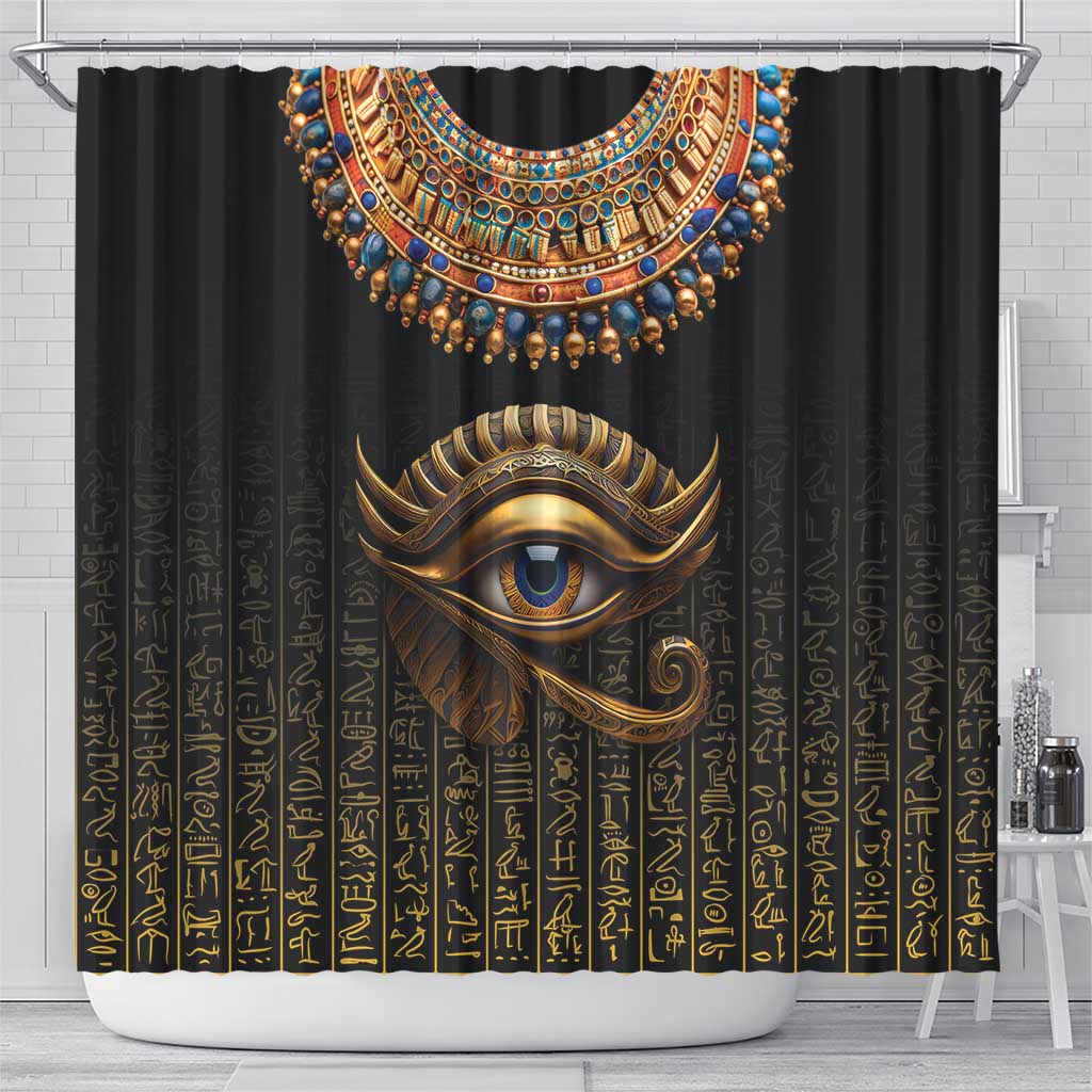 Egypt Eyes Of Horus Shower Curtain with Egyptian Hieroglyphs