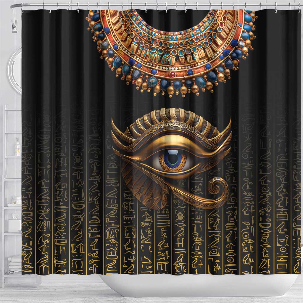 Egypt Eyes Of Horus Shower Curtain with Egyptian Hieroglyphs