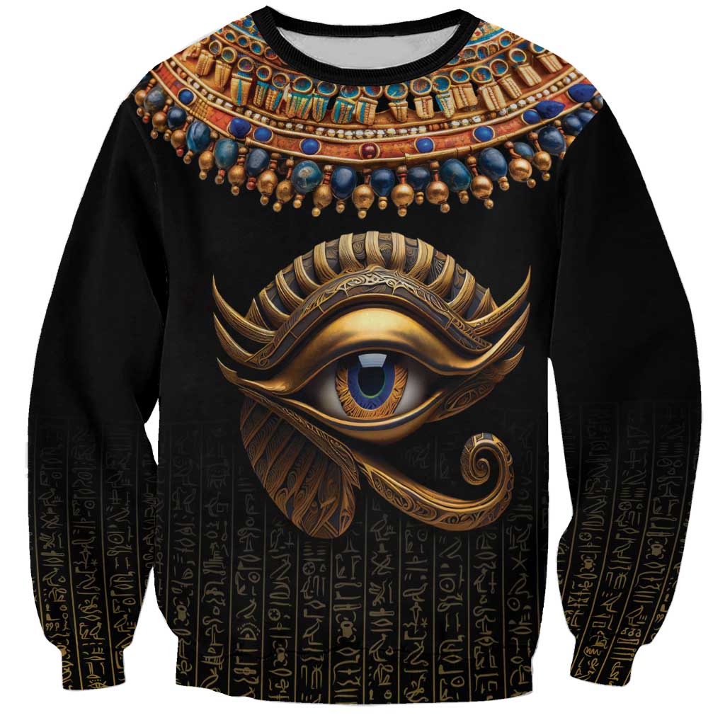 Egypt Eyes Of Horus Sweatshirt with Egyptian Hieroglyphs - Wonder Print Shop