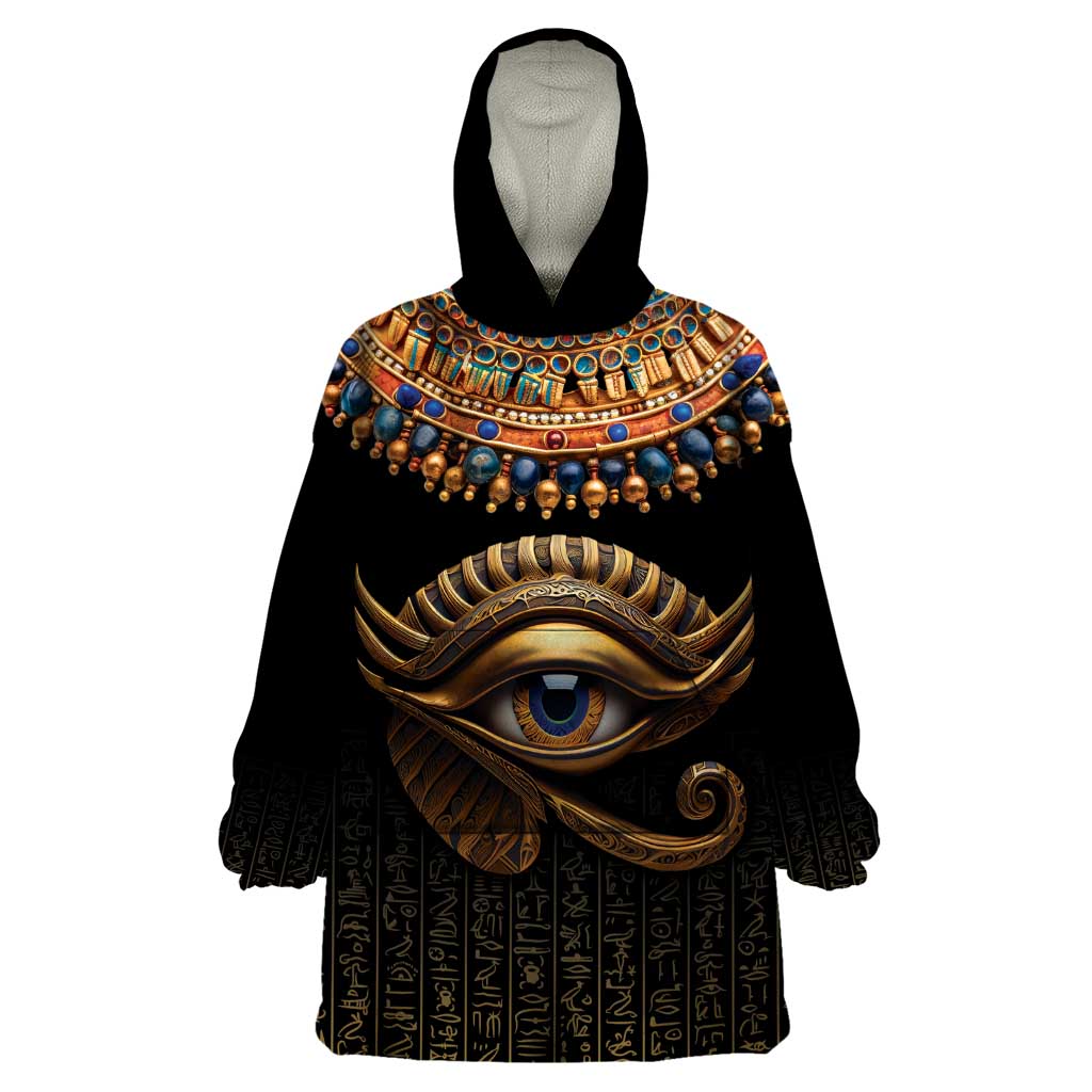 Egypt Eyes Of Horus Wearable Blanket Hoodie with Egyptian Hieroglyphs - Wonder Print Shop