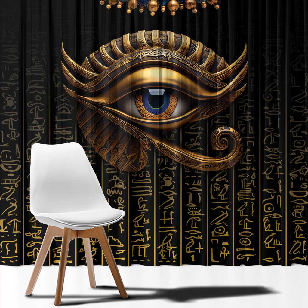 Egypt Eyes Of Horus Window Curtain with Egyptian Hieroglyphs - Wonder Print Shop