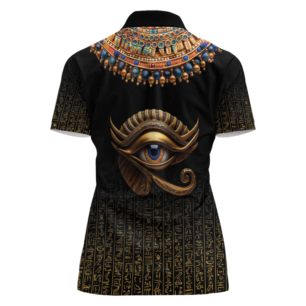 Egypt Eyes Of Horus Women Polo Shirt with Egyptian Hieroglyphs - Wonder Print Shop