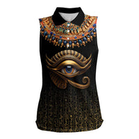 Egypt Eyes Of Horus Women Sleeveless Polo Shirt with Egyptian Hieroglyphs - Wonder Print Shop