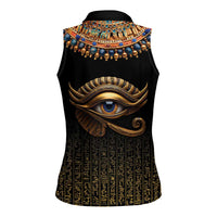 Egypt Eyes Of Horus Women Sleeveless Polo Shirt with Egyptian Hieroglyphs - Wonder Print Shop