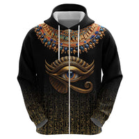 Egypt Eyes Of Horus Zip Hoodie with Egyptian Hieroglyphs - Wonder Print Shop