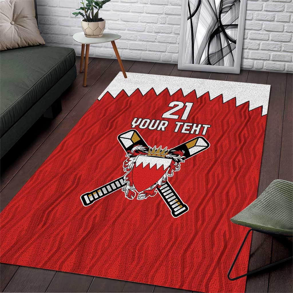 Custom Bahrain Cricket Area Rug Coat of arms of Bahrain with Sporty Pattern LT9 - Wonder Print Shop