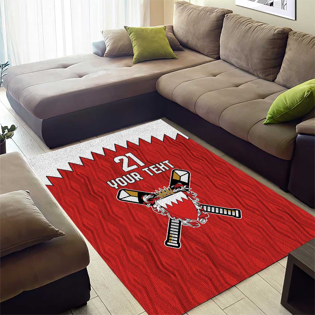 Custom Bahrain Cricket Area Rug Coat of arms of Bahrain with Sporty Pattern LT9 - Wonder Print Shop