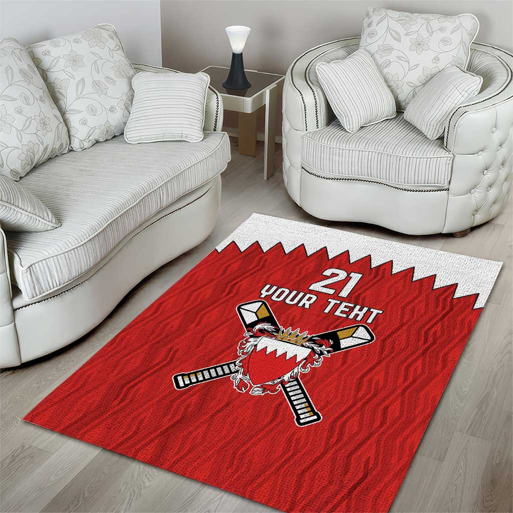 Custom Bahrain Cricket Area Rug Coat of arms of Bahrain with Sporty Pattern LT9 - Wonder Print Shop