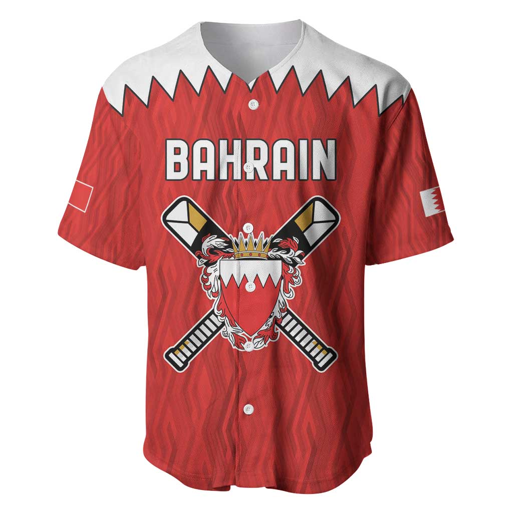 Custom Bahrain Cricket Baseball Jersey Coat of arms of Bahrain with Sporty Pattern LT9 - Wonder Print Shop