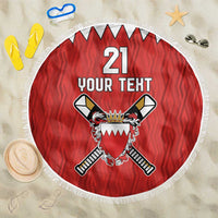 Custom Bahrain Cricket Beach Blanket Coat of arms of Bahrain with Sporty Pattern LT9 - Wonder Print Shop