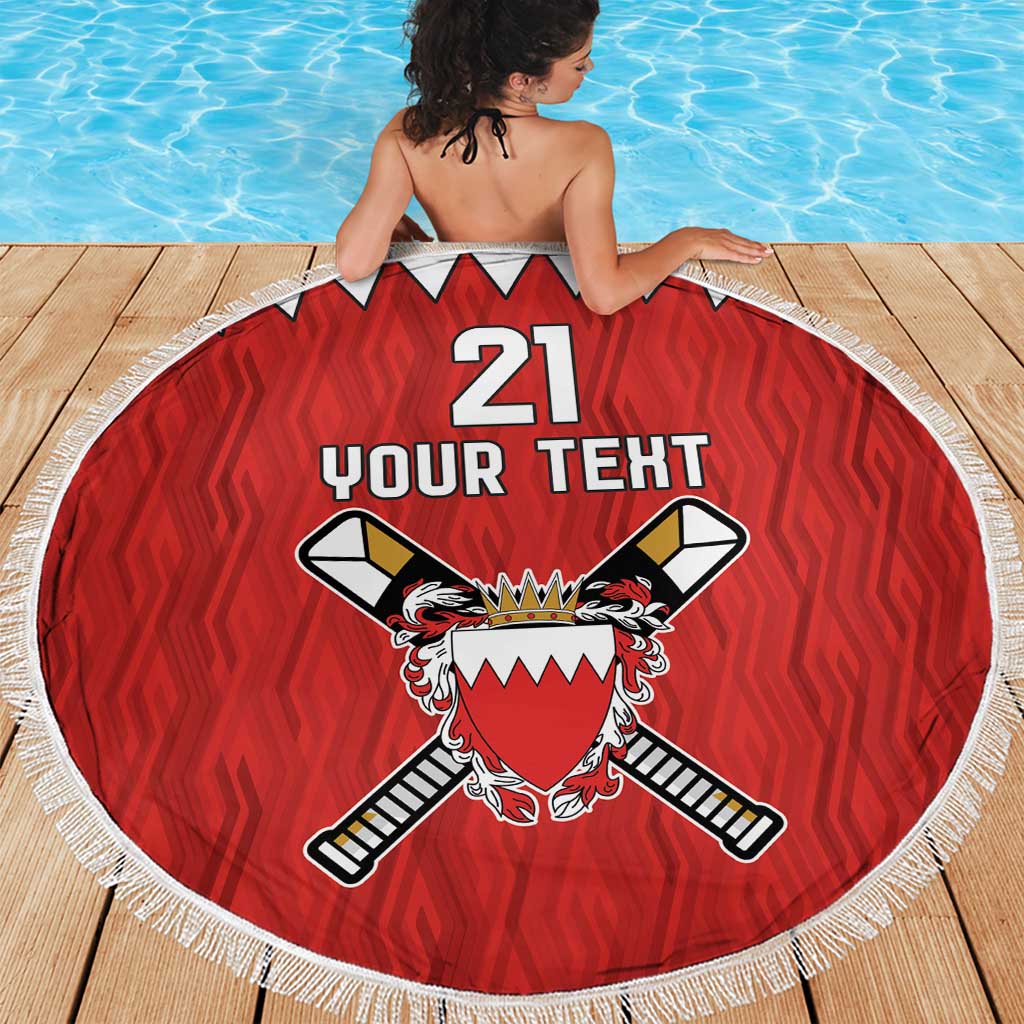 Custom Bahrain Cricket Beach Blanket Coat of arms of Bahrain with Sporty Pattern LT9 - Wonder Print Shop