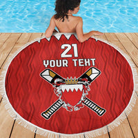 Custom Bahrain Cricket Beach Blanket Coat of arms of Bahrain with Sporty Pattern LT9 - Wonder Print Shop