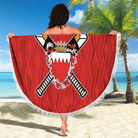 Custom Bahrain Cricket Beach Blanket Coat of arms of Bahrain with Sporty Pattern LT9 - Wonder Print Shop
