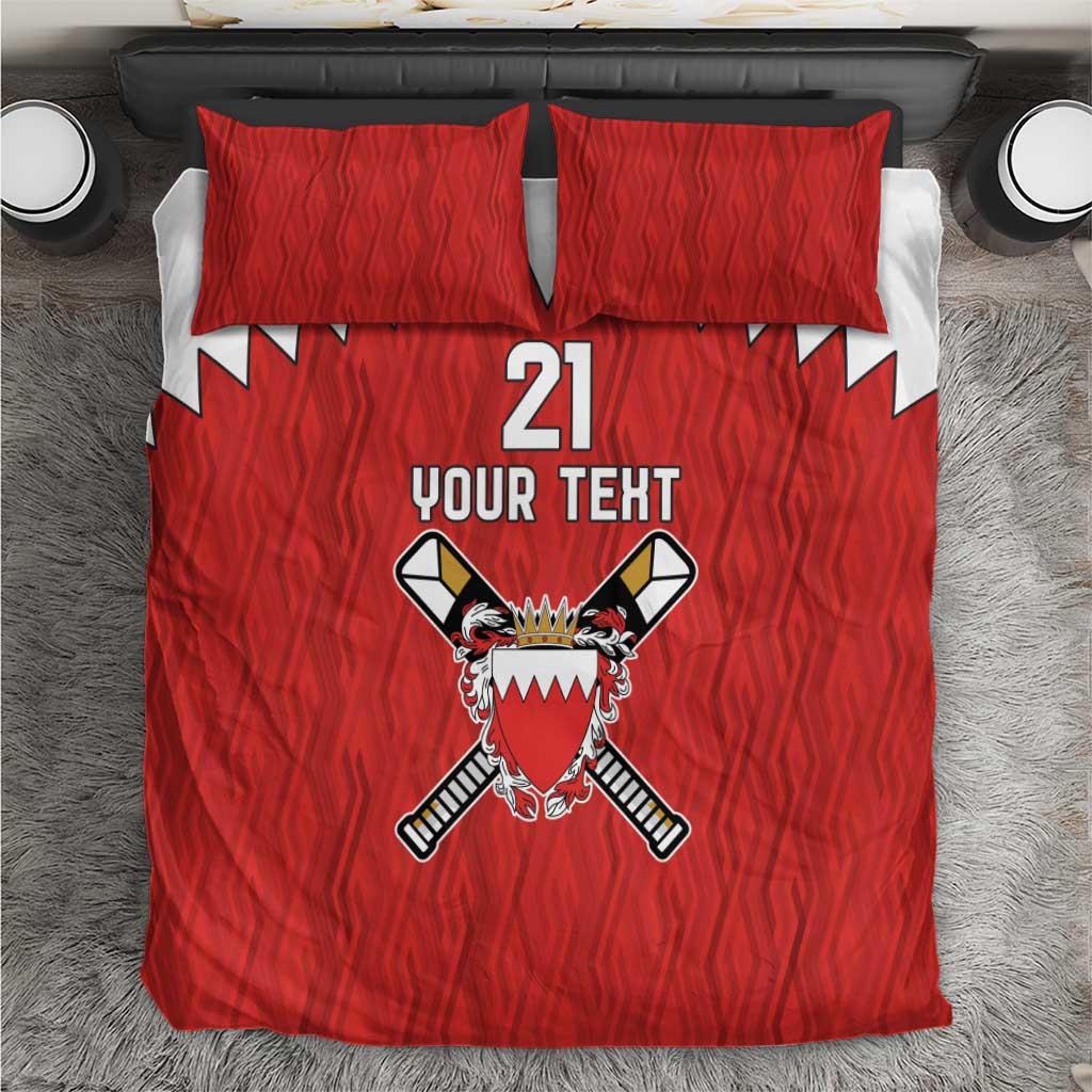 Custom Bahrain Cricket Bedding Set Coat of arms of Bahrain with Sporty Pattern LT9 - Wonder Print Shop