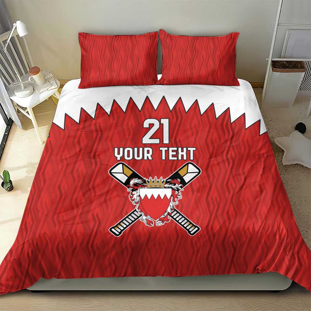 Custom Bahrain Cricket Bedding Set Coat of arms of Bahrain with Sporty Pattern LT9 - Wonder Print Shop
