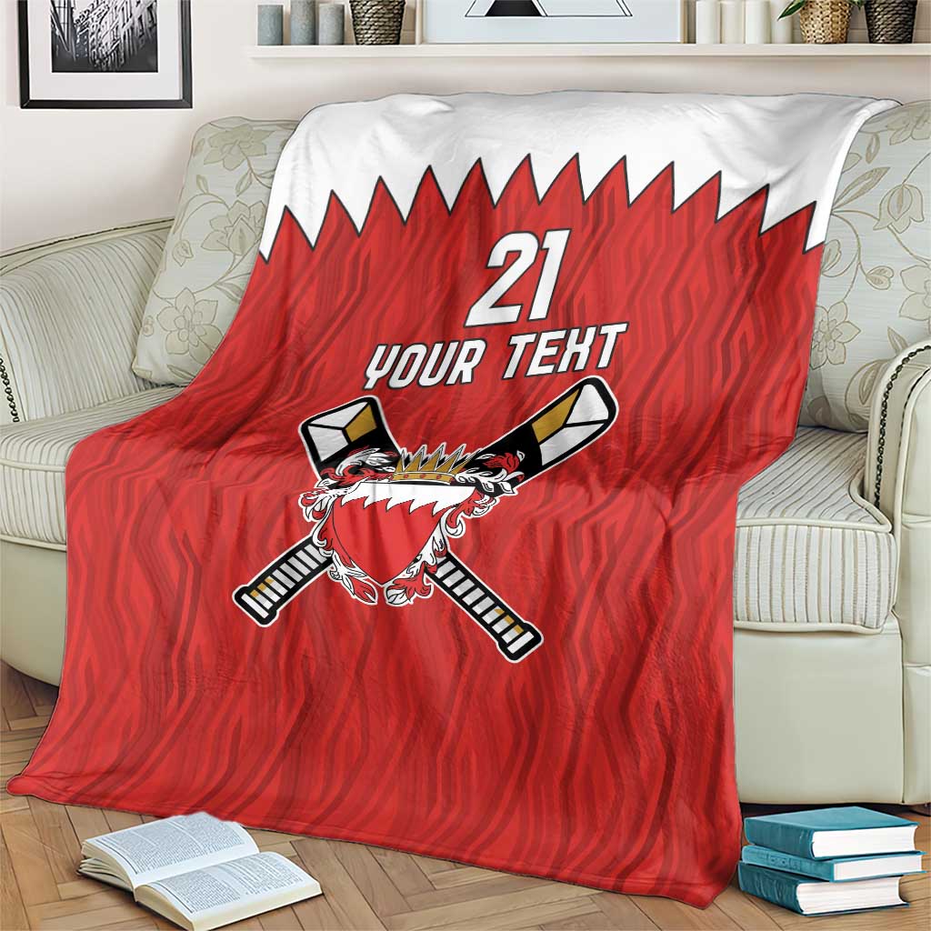 Custom Bahrain Cricket Blanket Coat of arms of Bahrain with Sporty Pattern