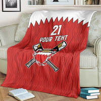 Custom Bahrain Cricket Blanket Coat of arms of Bahrain with Sporty Pattern