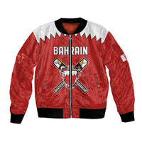 Custom Bahrain Cricket Bomber Jacket Coat of arms of Bahrain with Sporty Pattern LT9 - Wonder Print Shop