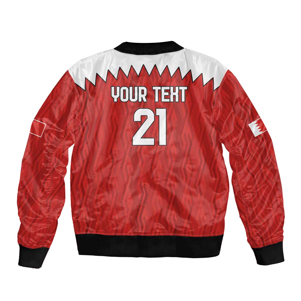 Custom Bahrain Cricket Bomber Jacket Coat of arms of Bahrain with Sporty Pattern LT9 - Wonder Print Shop
