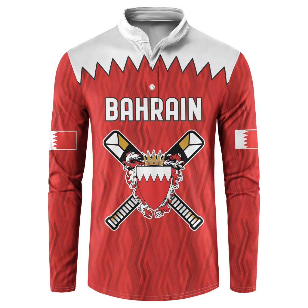 Custom Bahrain Cricket Button Sweatshirt Coat of arms of Bahrain with Sporty Pattern LT9 - Wonder Print Shop