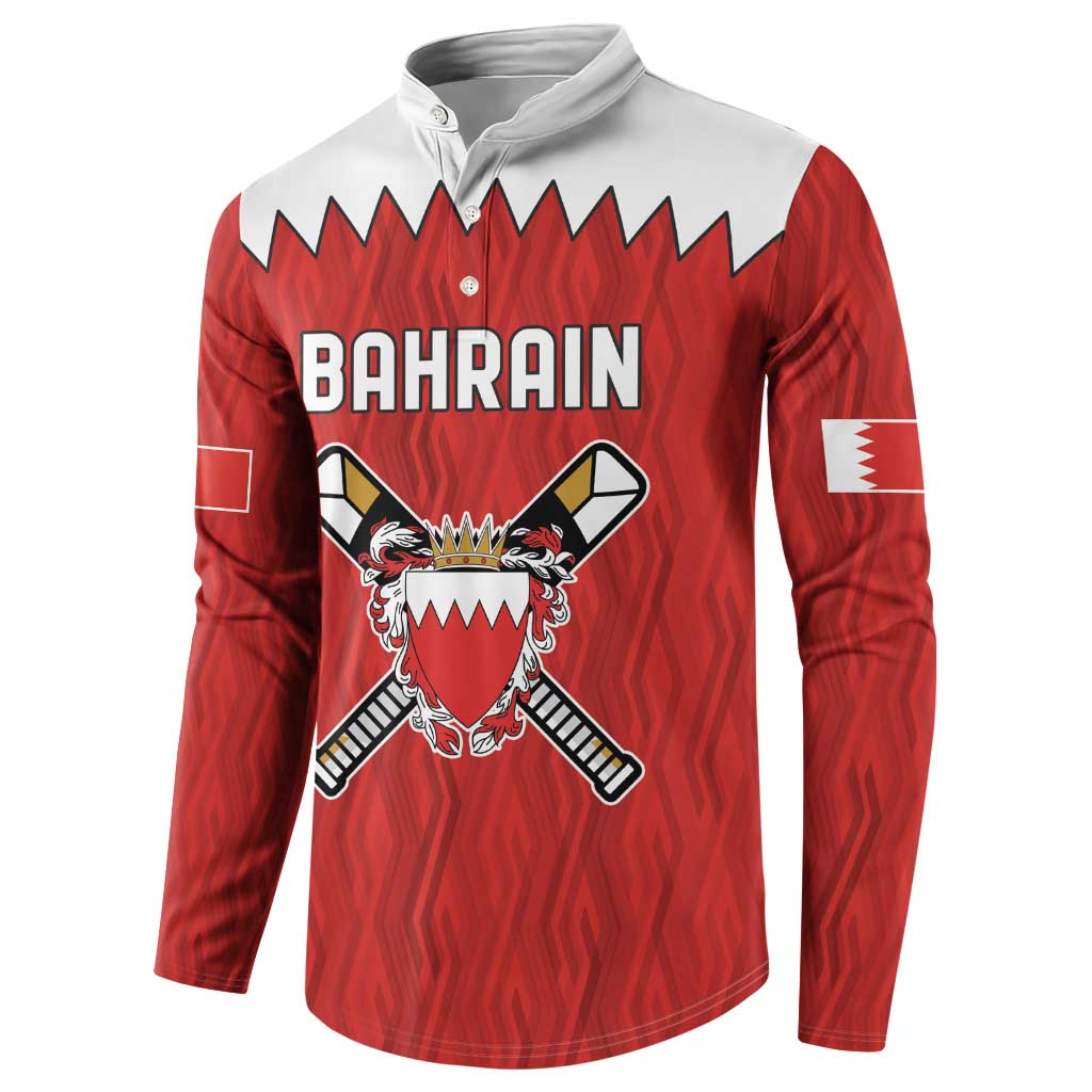 Custom Bahrain Cricket Button Sweatshirt Coat of arms of Bahrain with Sporty Pattern LT9 - Wonder Print Shop