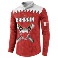 Custom Bahrain Cricket Button Sweatshirt Coat of arms of Bahrain with Sporty Pattern LT9 - Wonder Print Shop