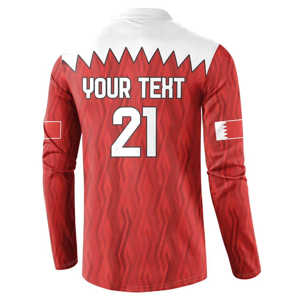 Custom Bahrain Cricket Button Sweatshirt Coat of arms of Bahrain with Sporty Pattern LT9 - Wonder Print Shop