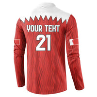 Custom Bahrain Cricket Button Sweatshirt Coat of arms of Bahrain with Sporty Pattern LT9 - Wonder Print Shop