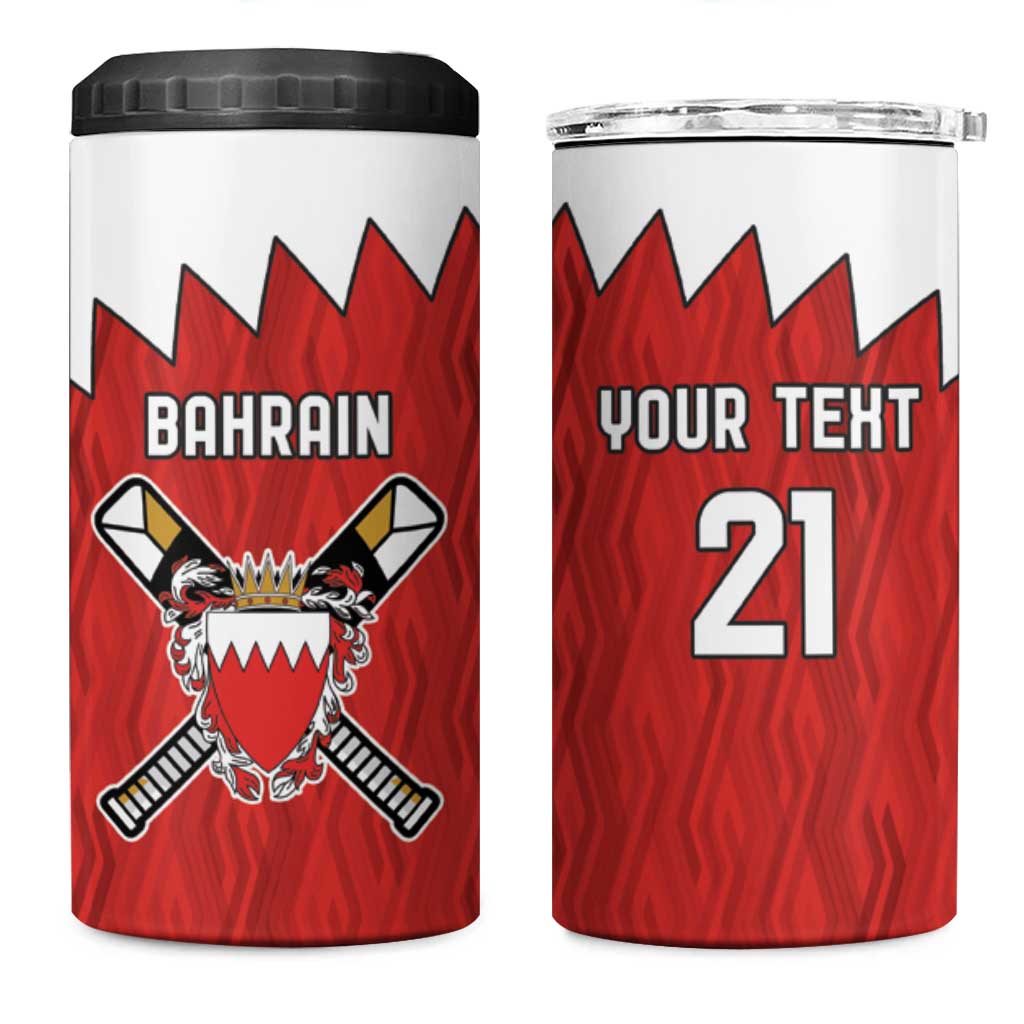 Custom Bahrain Cricket 4 in 1 Can Cooler Tumbler Coat of arms of Bahrain with Sporty Pattern LT9 - Wonder Print Shop