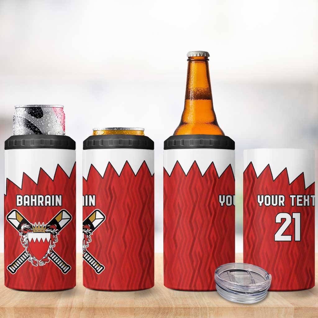 Custom Bahrain Cricket 4 in 1 Can Cooler Tumbler Coat of arms of Bahrain with Sporty Pattern LT9 - Wonder Print Shop