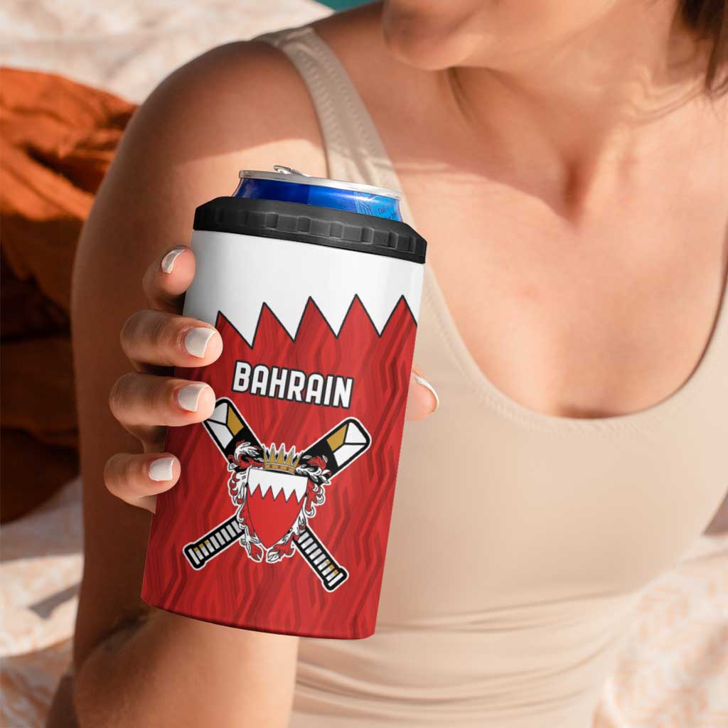 Custom Bahrain Cricket 4 in 1 Can Cooler Tumbler Coat of arms of Bahrain with Sporty Pattern LT9 - Wonder Print Shop