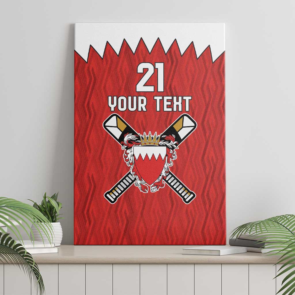 Custom Bahrain Cricket Canvas Wall Art Coat of arms of Bahrain with Sporty Pattern LT9 - Wonder Print Shop
