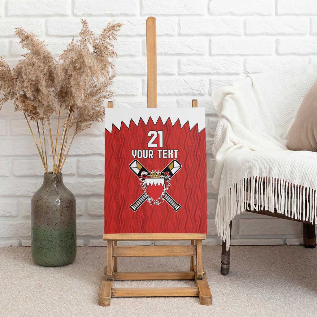 Custom Bahrain Cricket Canvas Wall Art Coat of arms of Bahrain with Sporty Pattern LT9 - Wonder Print Shop