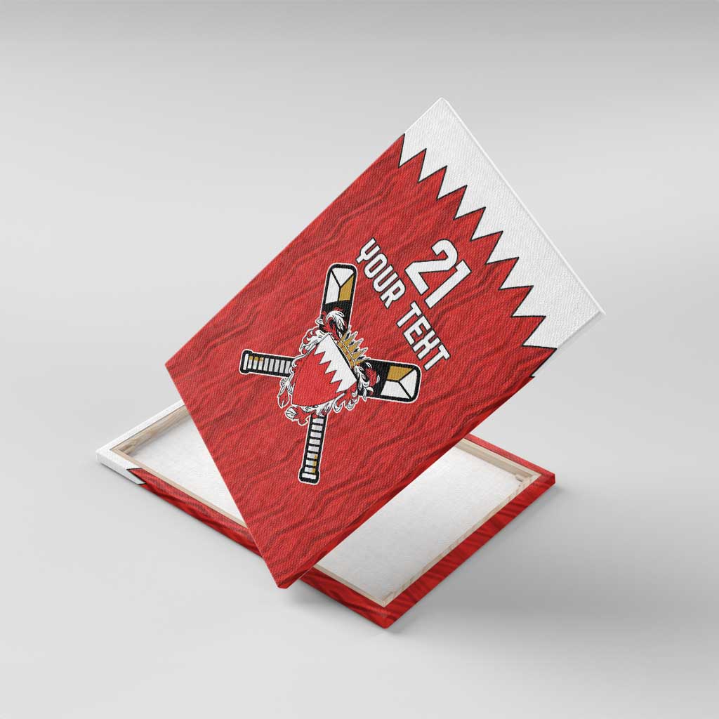 Custom Bahrain Cricket Canvas Wall Art Coat of arms of Bahrain with Sporty Pattern LT9 - Wonder Print Shop