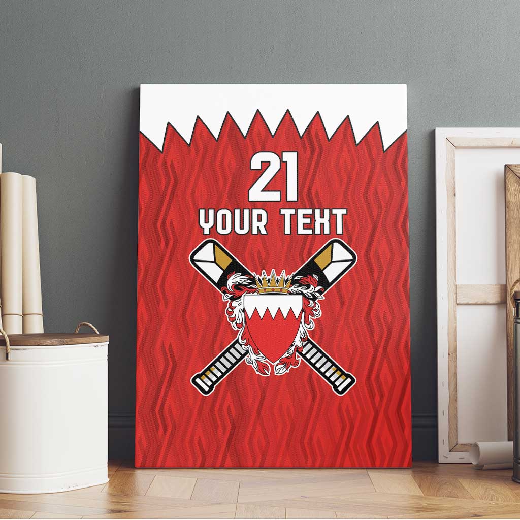 Custom Bahrain Cricket Canvas Wall Art Coat of arms of Bahrain with Sporty Pattern LT9 - Wonder Print Shop
