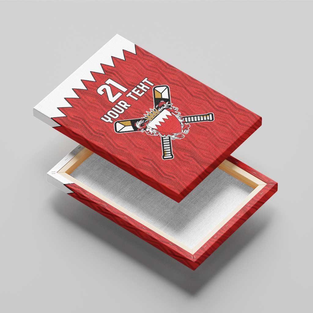 Custom Bahrain Cricket Canvas Wall Art Coat of arms of Bahrain with Sporty Pattern LT9 - Wonder Print Shop
