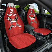 Custom Bahrain Cricket Car Seat Cover Coat of arms of Bahrain with Sporty Pattern LT9 - Wonder Print Shop